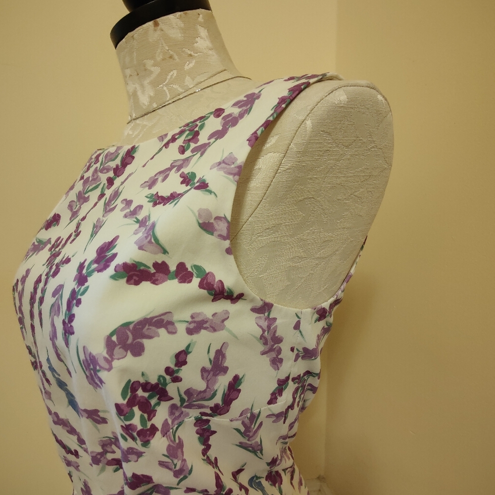 MaxMara Cotton Poplin Floral Print Dress - Size 8 - Picture 4 of 12